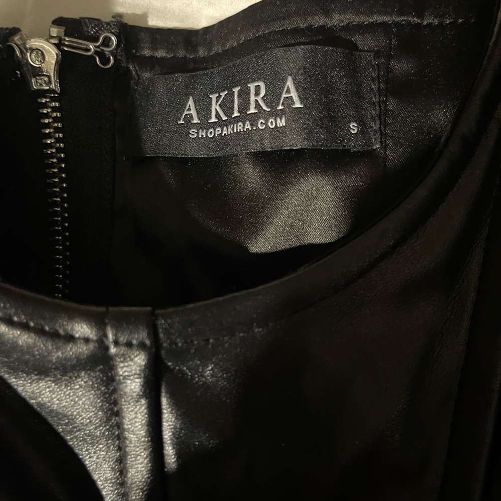 AKIRA Black Faux Leather skort  w belt & Akira bondage corset like top - Picture 5 of 8
